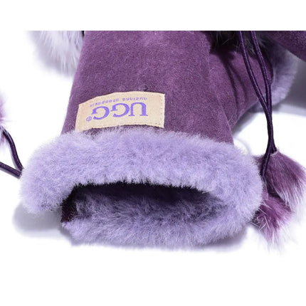 Auzland UGG, Women Fingerless, Leather Suede Gloves, Wool Lining - UGG Comfort Me