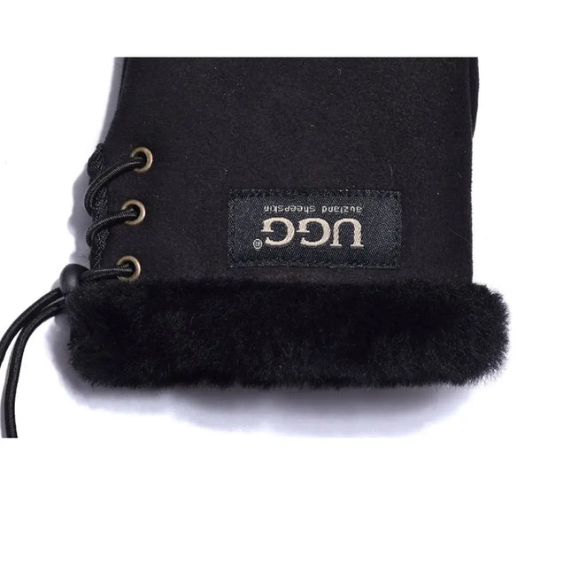 Auzland UGG, Women Fingerless, Leather Suede Gloves, Wool Lining - UGG Comfort Me