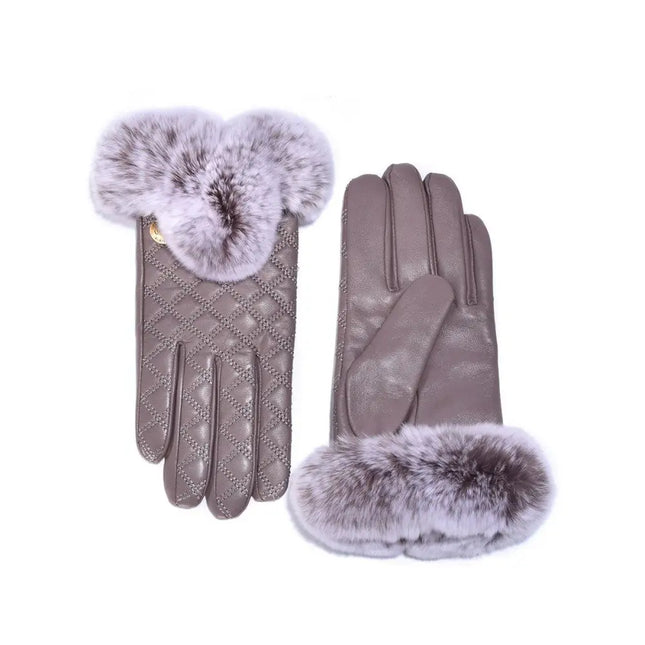 Auzland UGG, Women Leather Fur Trim Gloves, Wool Lining - UGG Comfort Me